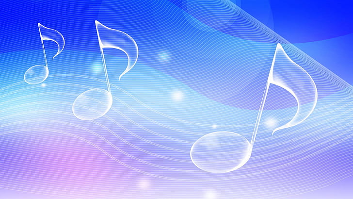 Music Notes, Blue, Waves, musical note illustration, HD wallpaper