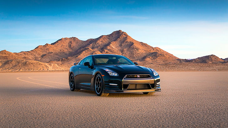 black coupe, Desert, Machine, Nissan, GT-R, Egoist, 2014, Track Edition, HD wallpaper