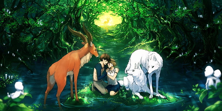 Princess Mononoke, Studio Ghibli, tree, plant, nature, animal wildlife, HD wallpaper