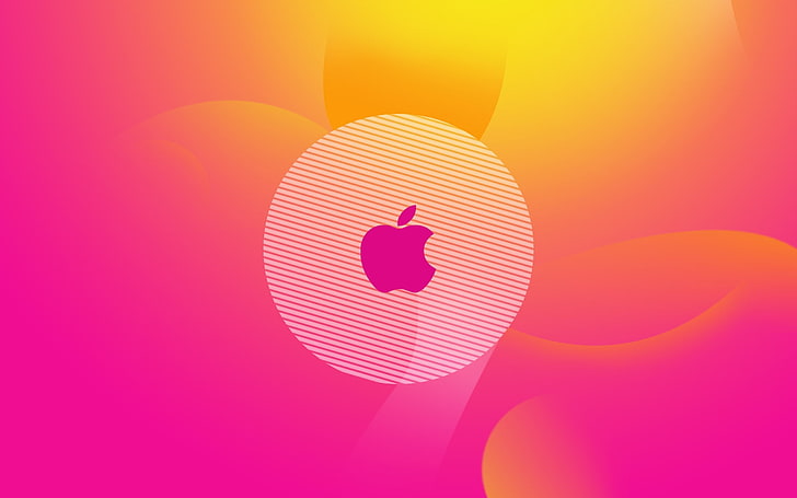Apple, Logo, Pink, Bright, pink color, multi colored, colored background, HD wallpaper