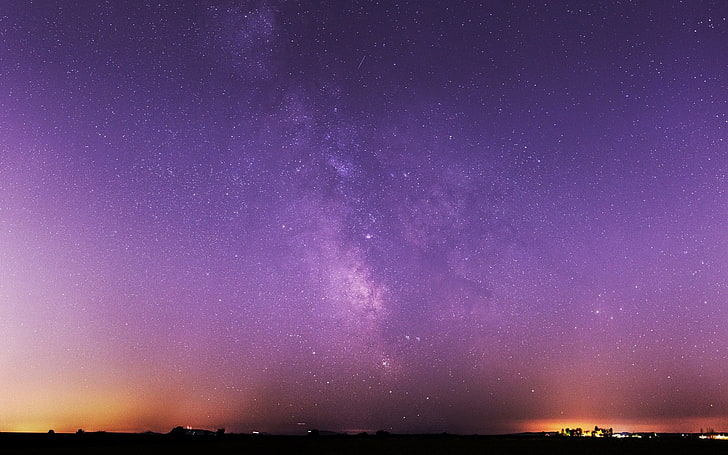 Milky Way night sky-High Quality HD Wallpaper, purple and orange sky wallpaper