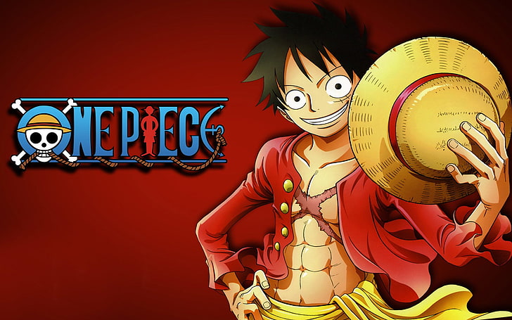 One Piece Monkey D. Luffy digital wallpaper, Anime, red, clothing, HD wallpaper