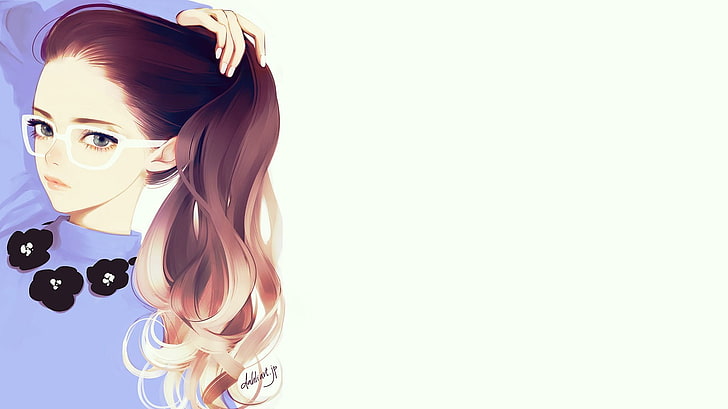Hd Wallpaper Anime Anime Girls Glasses Long Hair Ponytail