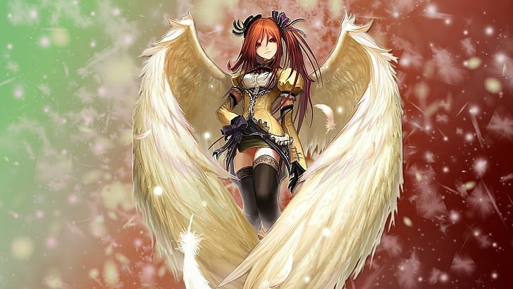 wings, anime girls, fantasy girl, HD wallpaper