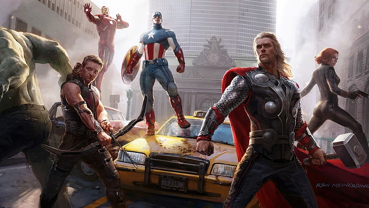 Marvel The Avengers, movies, Thor, Iron Man, Hawkeye, Captain America, HD wallpaper