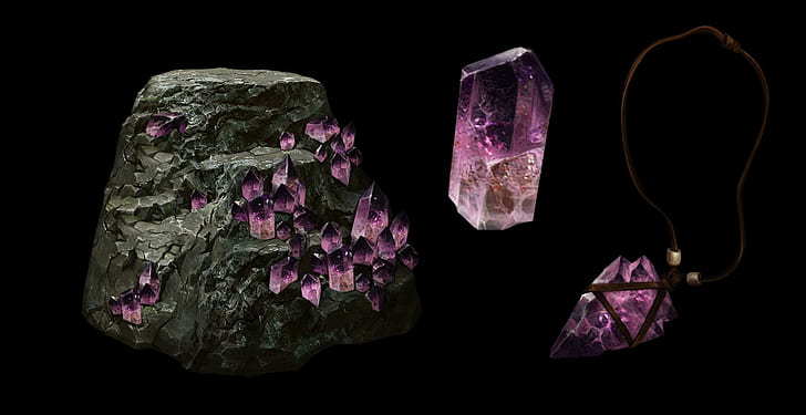 jewels, rocks, black background, Betty Jiang, crystal, HD wallpaper