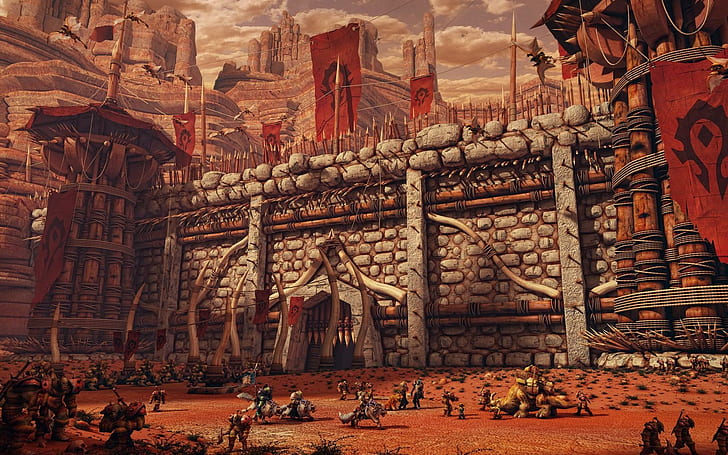 world of warcraft, horde, orgrimmar, wall