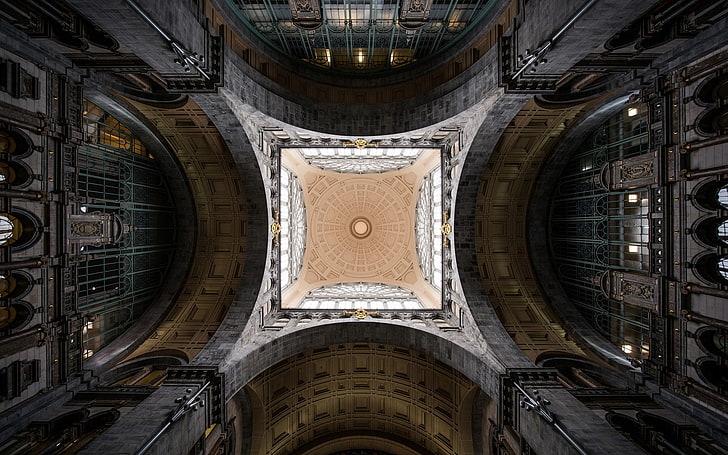 architecture, building, worm's eye view, Antwerp, Belgium, symmetry