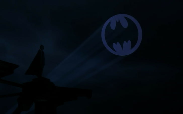 batman logo, night, dark, blue, no people, sky, moon, silhouette