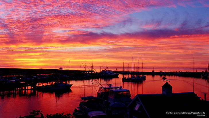 Marthas Vineyard at Sunset, Massachusetts, Sunrises/Sunsets, HD wallpaper