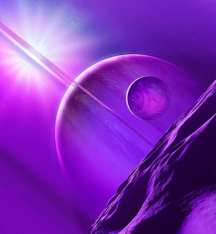 HD wallpaper: abstract, space, space art, purple, planet, planetary rings |  Wallpaper Flare