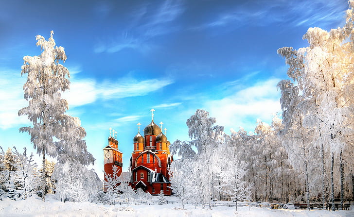 St. Petersburg, Russia, church, architecture, frost, winter, HD wallpaper