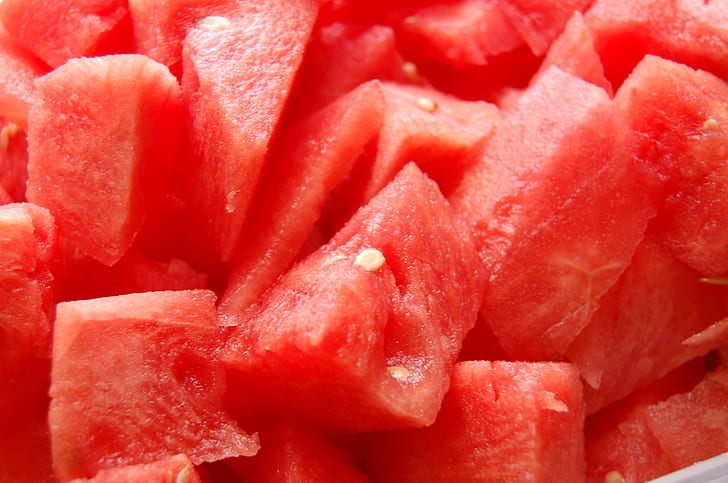 sliced watermelons, watermelon, Fruit, food, red, ripe, freshness, HD wallpaper