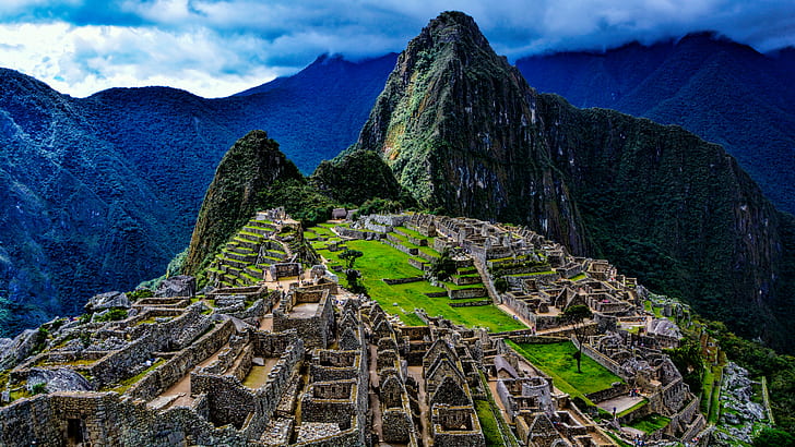 Macho Picchu in aerial photography, machupicchu, machupicchu