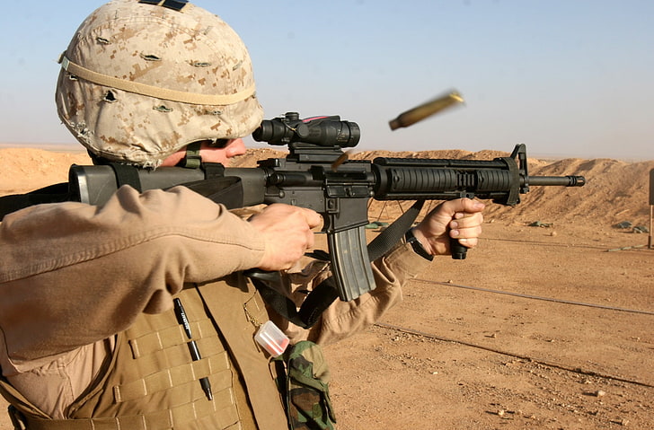 m16 rifle  high resolution desktop, weapon, gun, military, aiming, HD wallpaper