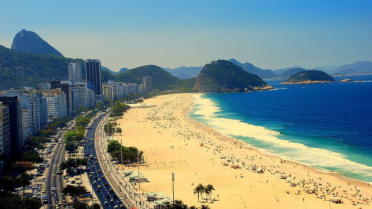 Rio De Janeiro, playa, copacabana, 3d and abstract, HD wallpaper