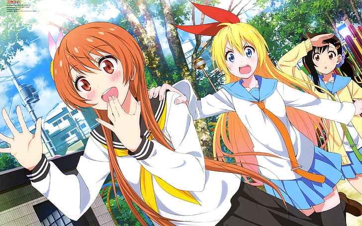 orange haired female illustration, anime, Nisekoi, Kirisaki Chitoge