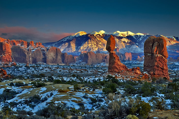 brown rock formations, nature, landscape, hills, mountains, Arches National Park