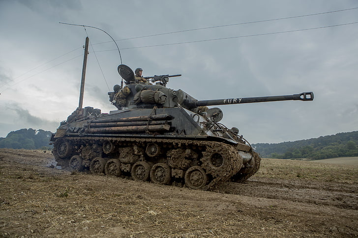 gray war tank, average, M4 Sherman, period, Fury, world, Second