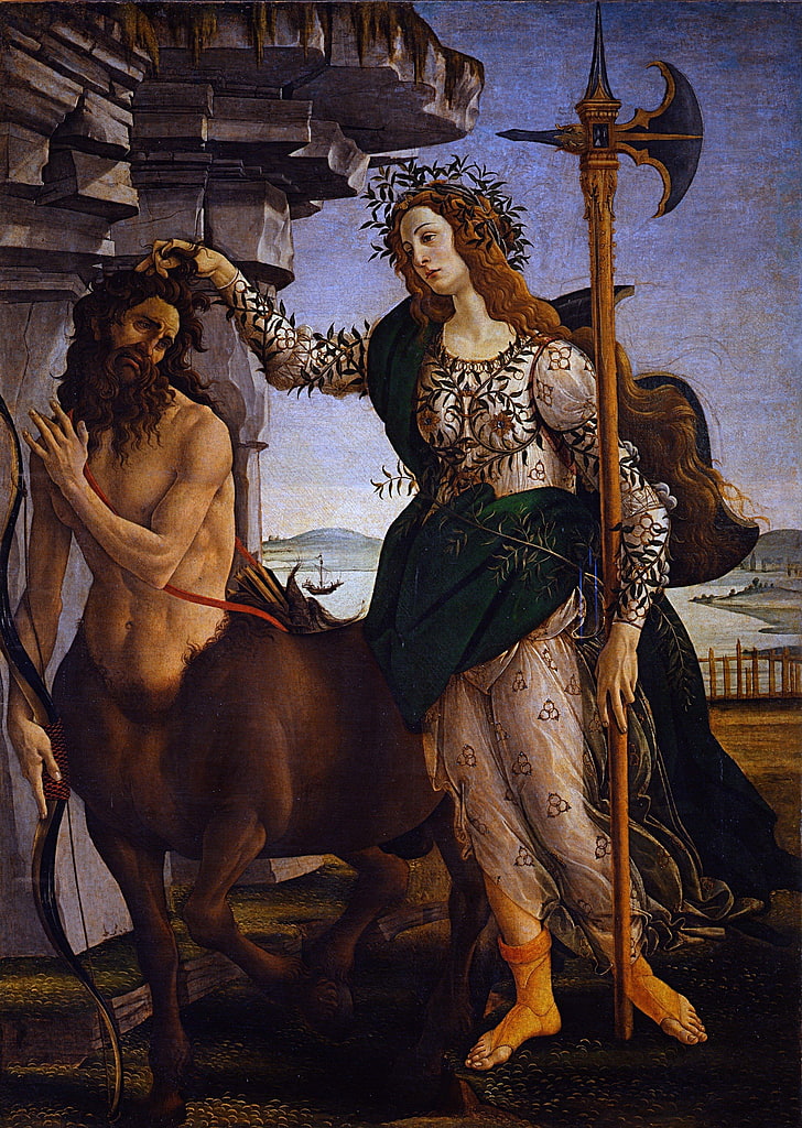 2132x3000 px Greek Mythology painting Pallas and the Centuar Sandro Botticelli Video Games Mario HD Art