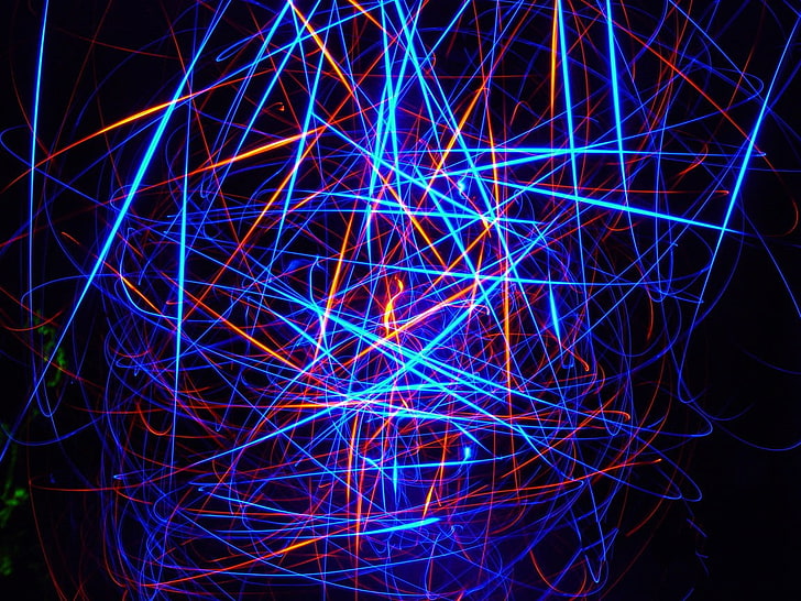 blue and red time lapse photography, light painting, abstract
