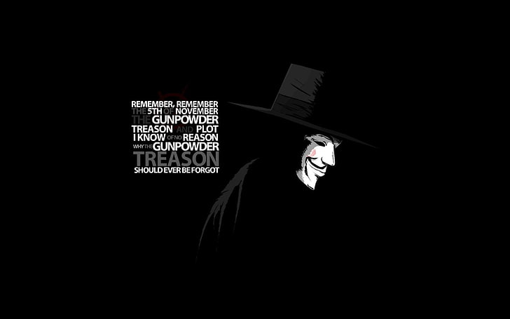 Guy Fawkes wallpaper, Movie, V For Vendetta, one person, dark, HD wallpaper