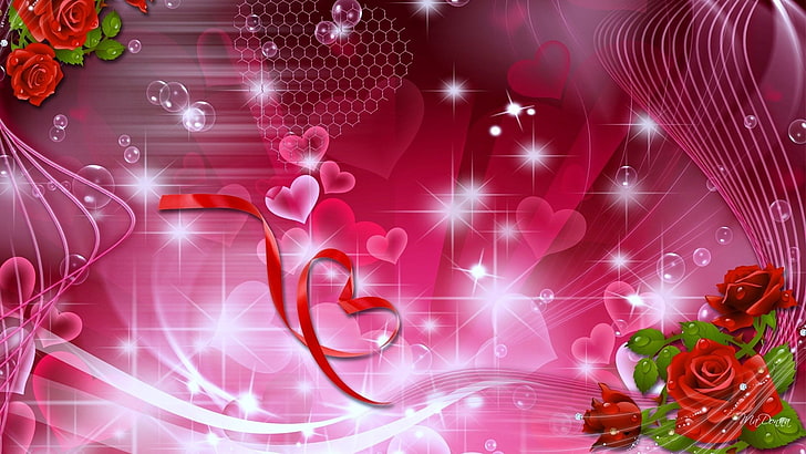 HD wallpaper: pink heart-printed wallpaper, Artistic, Love, Romantic, Rose  | Wallpaper Flare