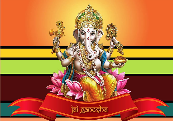 Jay Ganesh, Lord Ganesha illustration, God, spirituality, statue, HD wallpaper