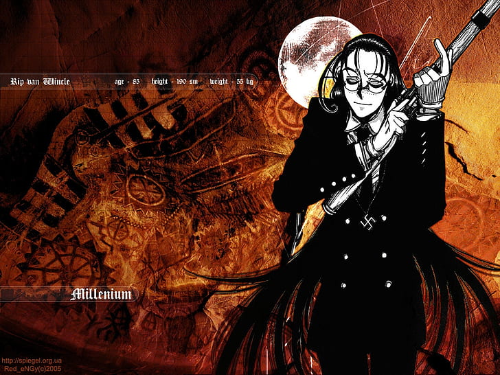 hellsing rip van winkle meganekko 1024x768  Anime Hellsing HD Art, HD wallpaper
