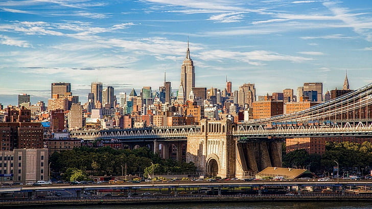 New York City bridge, empire state building, world, 1920x1080, HD wallpaper
