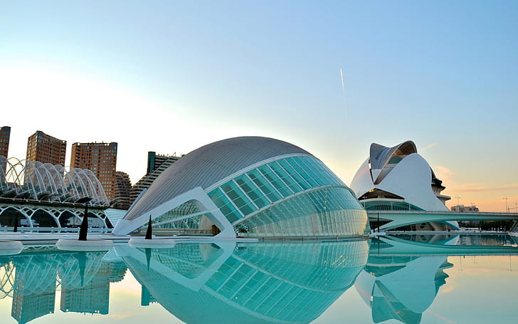 Beautiful Valencia City Spain, grey and white dome building, architecture