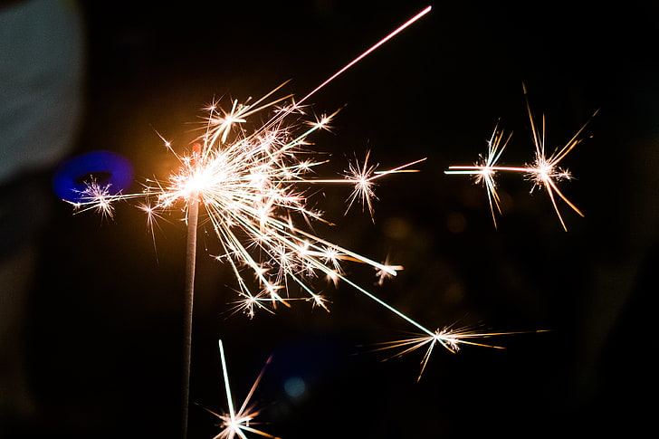 yellow fireworks, bengal fire, sparkle, sparks, holiday, celebration, HD wallpaper
