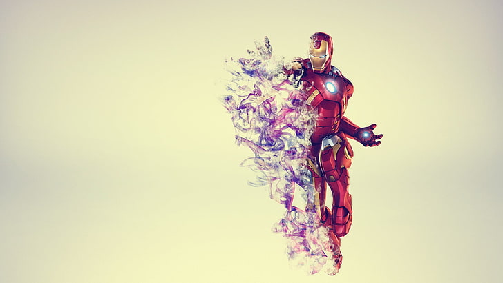 Iron-Man painting, Iron Man, simple background, The Avengers