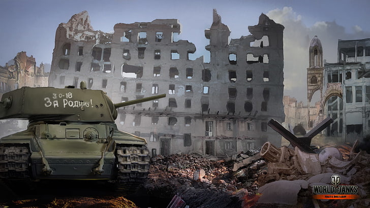 girl, destruction, tank, tanks, WoT, World of Tanks, KV-1, Wargaming.Net HD wallpaper