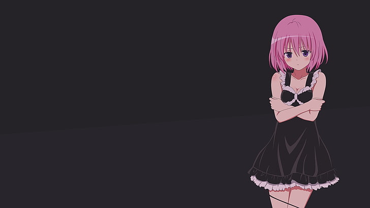 pink-haired female anime character wallpaper, anime girls, minimalism