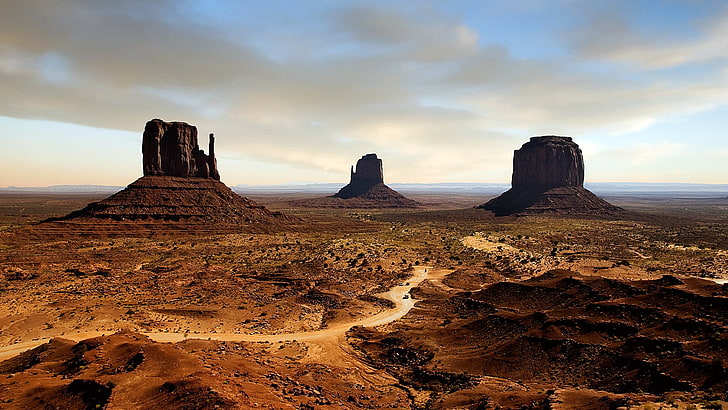 rock formation, desert, dirt, nature, Monument Valley, sky, scenics - nature