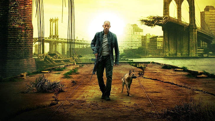 I Am Legend movie poster, Will Smith, M4A1, movies, apocalyptic