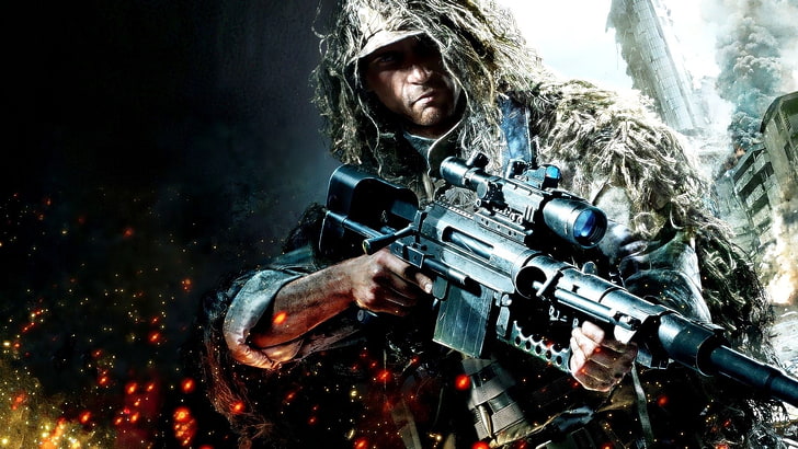 video games, Sniper: Ghost Warrior 2, one person, weapon, aiming