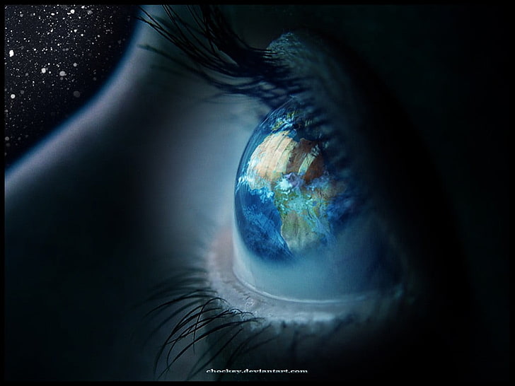 untitled, eyes, blue eyes, closeup, space, planet - space, planet earth, HD wallpaper