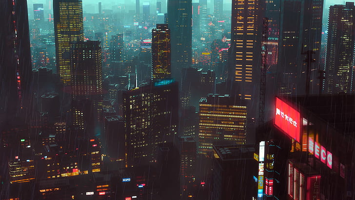 HD wallpaper: Night, The city, Rain, Architecture, Environment, Science  Fiction | Wallpaper Flare