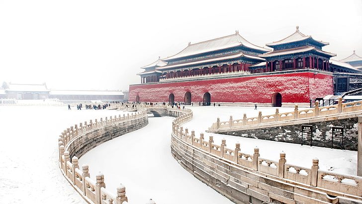 castle, winter, forbidden city, palace, beijing, china, asia, HD wallpaper
