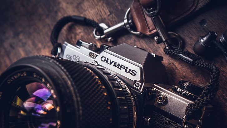 grey and black Olympus camera, logo, camera - Photographic Equipment, HD wallpaper