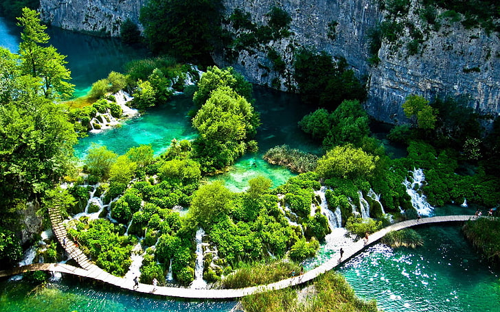 plitvice lakes national park-Nature HD Wallpaper, green leafed trees