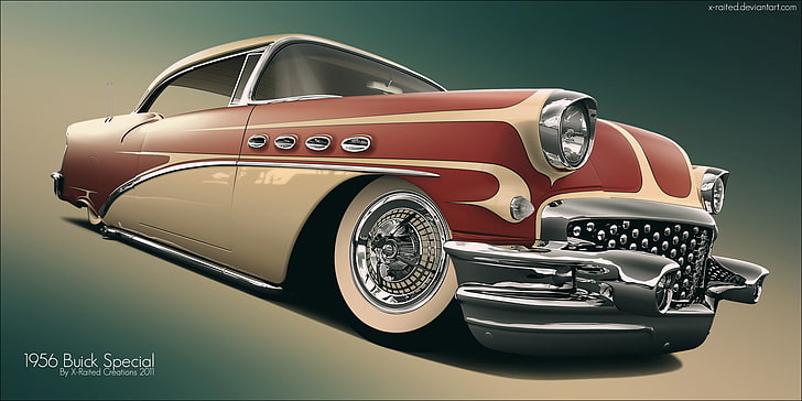art, custom, lowrider, retro, Buick, mode of transportation, HD wallpaper