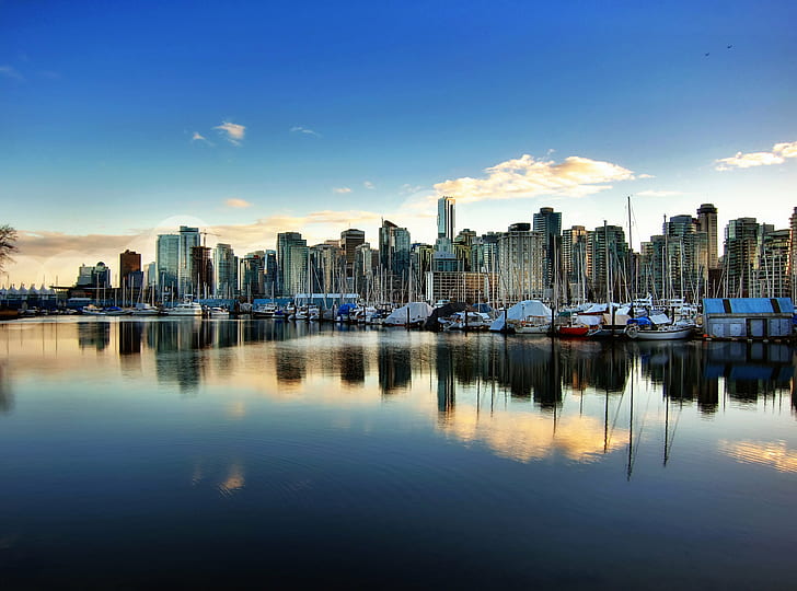panoramic view of city beside river, vancouver, canada, vancouver, canada, HD wallpaper