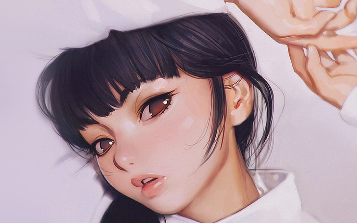 ilya, kuvshinov, anime, girl, shy, cute, illustration, art, HD wallpaper