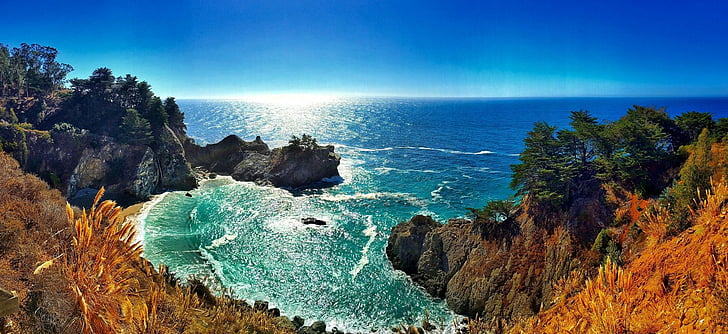 Earth, Big Sur, Cliff, Coast, Coastline, Horizon, McWay Falls, HD wallpaper