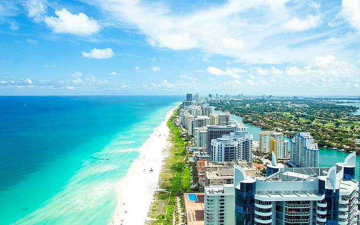 Stunning Miami View, florida, beach, landscape, ocean, HD wallpaper