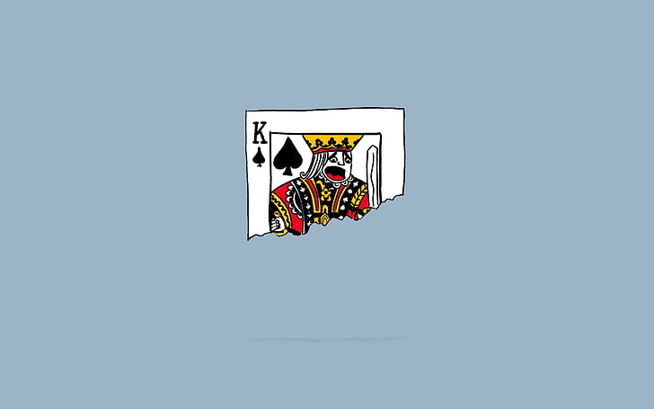 King illustration card, humor, dark humor, playing cards, minimalism