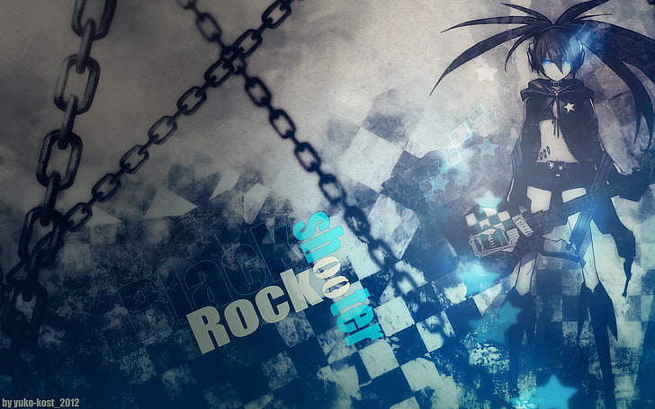 anime, Black Rock Shooter, text, western script, no people